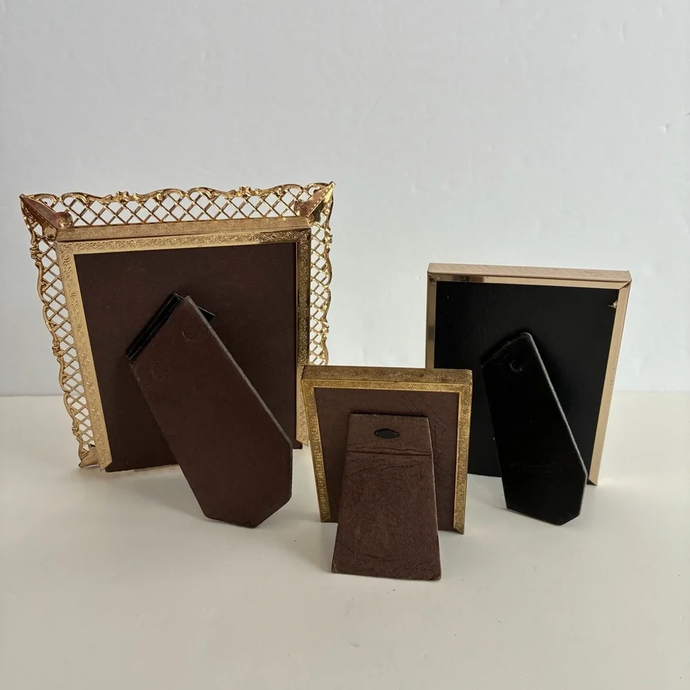 Vintage Set 3 Ornate Gold Tone Picture Frames Old Hollywood Regency